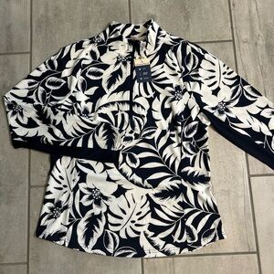 Tommy Bahama Navy & White Tropical Zip Pullover-Size Large